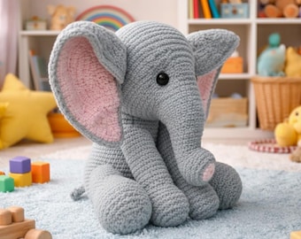 The Elephant Queen Amigurumi Crochet Pattern • Elegant Elephant Doll Fantasy Design