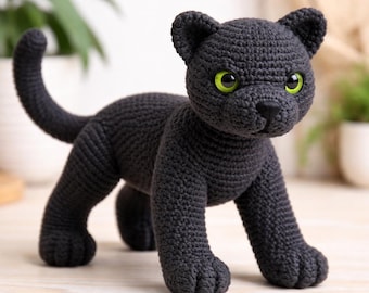 Black Panther Amigurumi Crochet Pattern • Realistic Big Cat Plush Tutorial