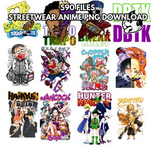 590 Streetwear Anime Design Bundle - PNG, AI Files | Urban Anime Art for T-Shirts, Hoodies, and Merchandise | Digital Download