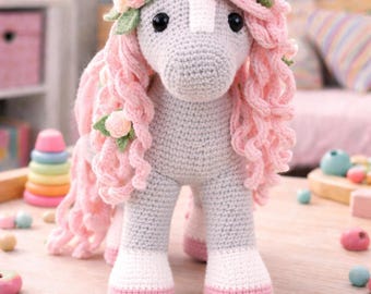 Horse Summer Amigurumi Crochet Pattern • Floral Horse Doll Summer Design