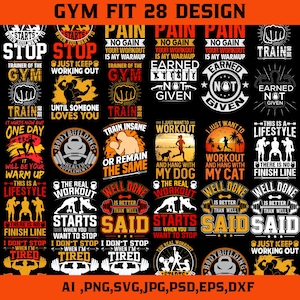 Gym Fit 28 Design SVG Bundle - Fitness and Workout SVG Files | Perfect for T-Shirts, Mugs, and Gym Decor | Digital Download