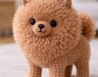 Pomeranian Dog Amigurumi Crochet Pattern, Fluffy Puppy Plush
