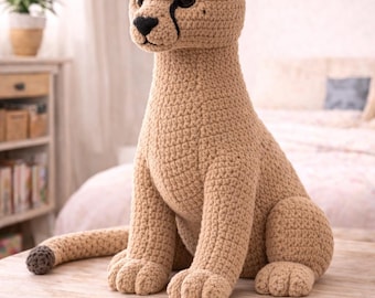Cheetah Amigurumi Crochet Pattern • Large Majestic Animal Doll Beginner Friendly