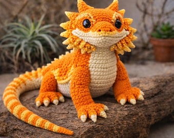 Bearded Dragon Amigurumi Crochet Pattern • Realistic Reptile Lizard Plush- PDF