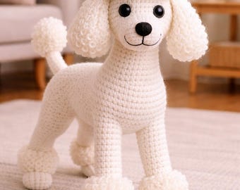 White Poodle Amigurumi Crochet Pattern, Standing Dog Plush Toy (PDF Pattern)
