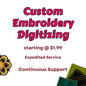 Custom Embroidery Digitizing, Logo Digitizing, Embroidery Digitizing Service, Image Digitizing Embroidery, Custom Digitize