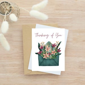 Thinking of You Card: Floral Envelope Design (Digital Download)