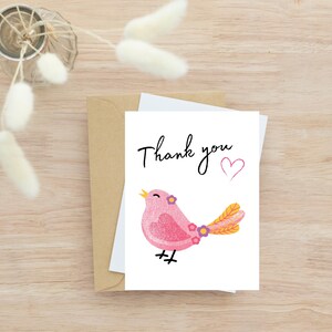 Bird Thank You Card: Printable Blank Card (Digital Download)