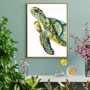 Sea Turtle Art Print: Coastal Home Decor (Instant Download)