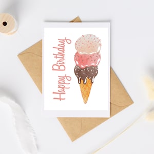 Ice Cream Birthday Card | Blank Card | Printable Card | Digital File