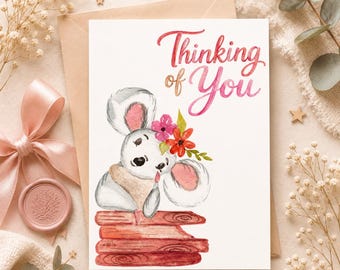 Thinking of You Koala Card Printable | Cute Koala Greeting Card | Watercolor Encouragement Card 5x7 PDF Instant Download