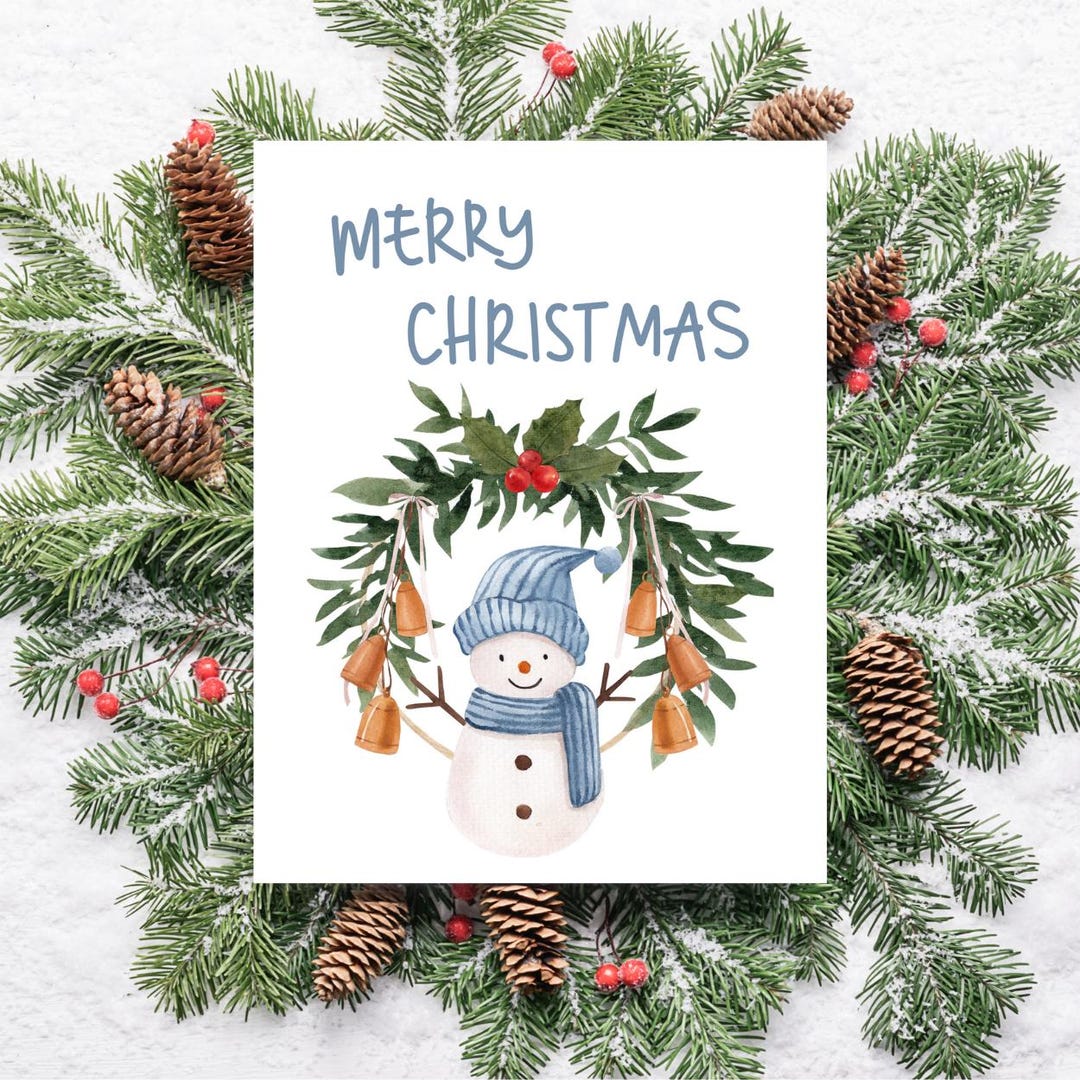 Snowman Christmas Card (digital Download) - Etsy