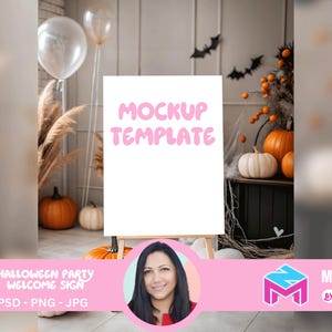 Halloween Party Welcome Sign Mockup PSD