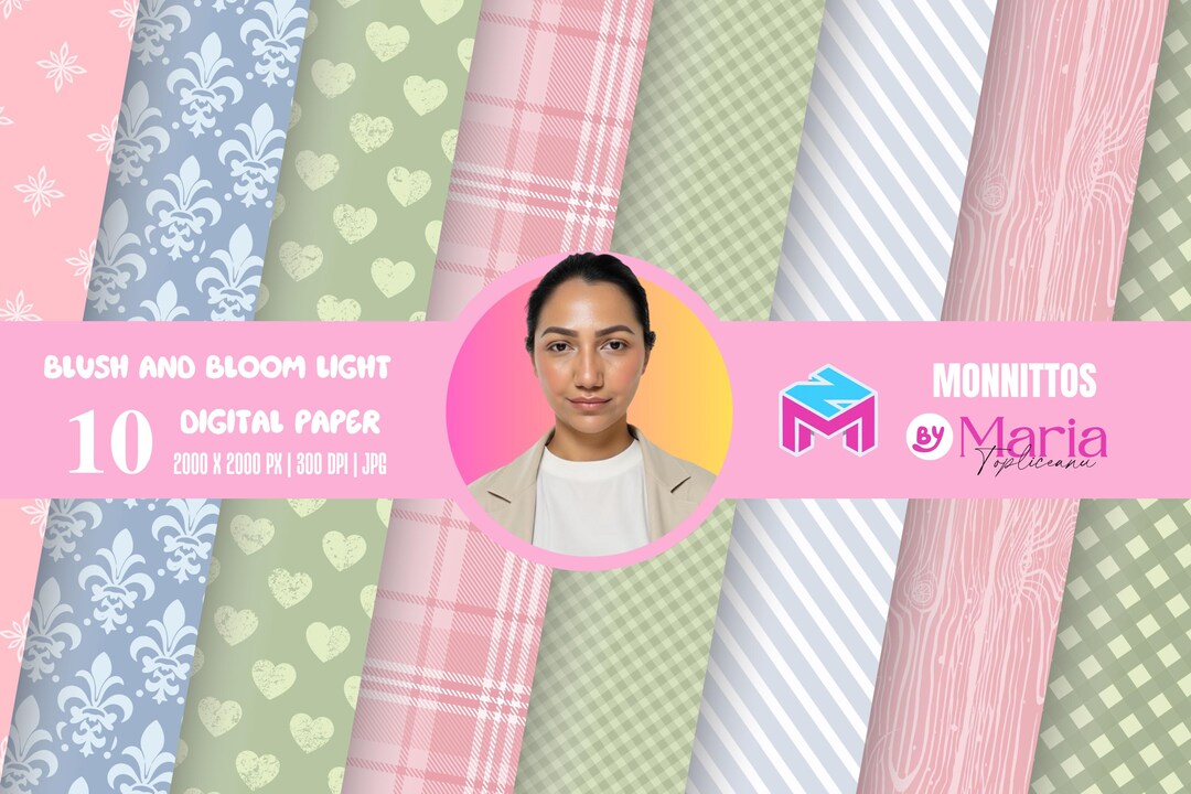 10 Blush and Bloom Light Pattern Papers - Etsy