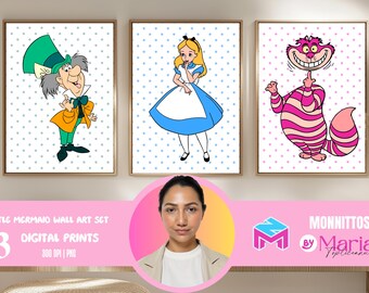 リトル・マーメイド 水彩画プリント：アリエル、フランダー