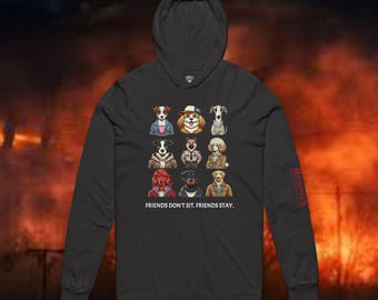 Sudadera con capucha suave "Los amigos no se sientan, los amigos se quedan" de Stranger Dogs TV Fan