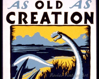 POSTER AS OLD AS CREATION DINOSAUR SYPHILIS IS NOW CURABLE VINTAGE REPRO FREE SH