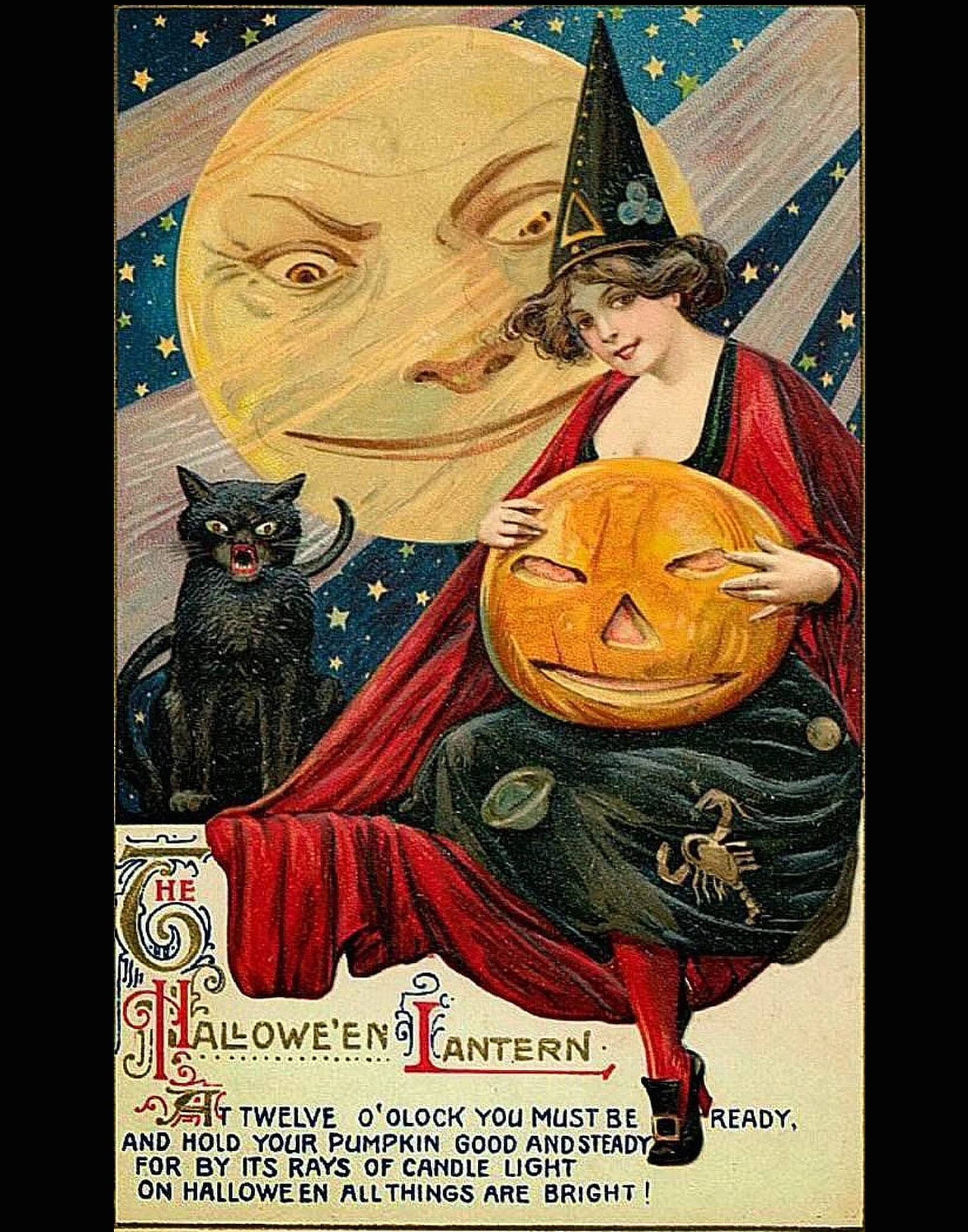 Halloween Decor Vintage Halloween Card Pretty Witch With - Etsy Israel