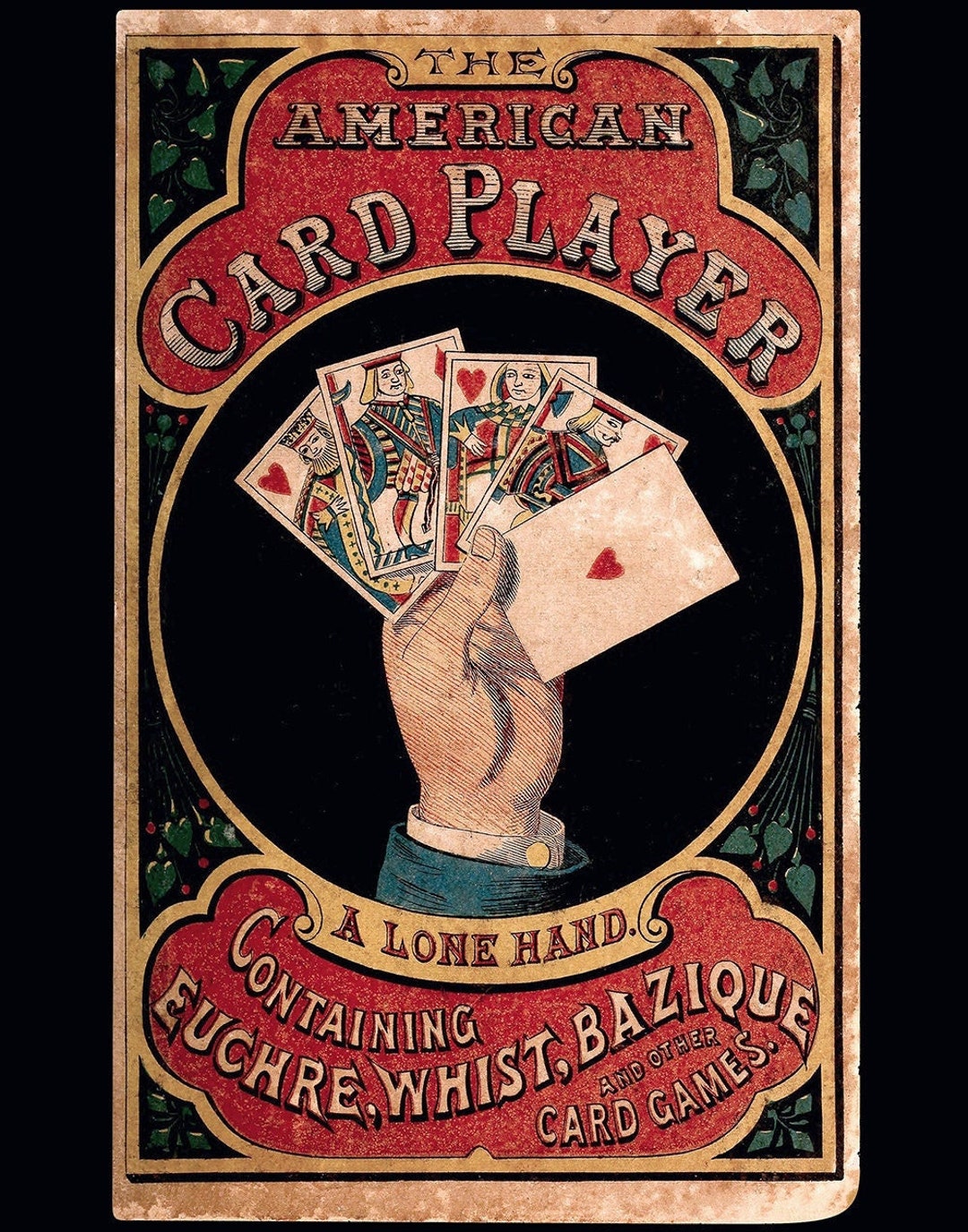 Card Player Vintage Poster Euchre Card Game Whist Card Game Playing