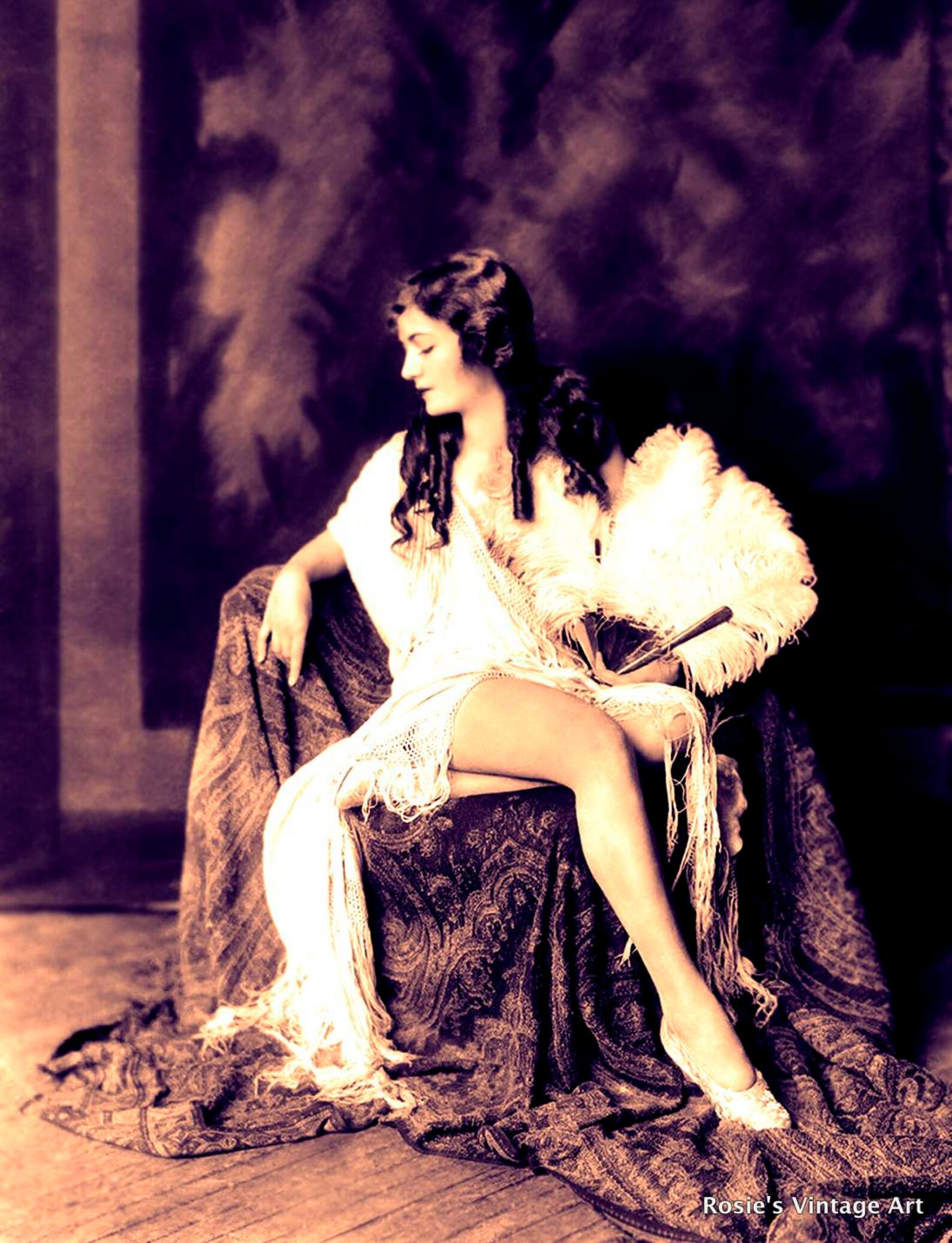 Vintage Pinup Girl Poster Sexy Flapper With Ostrich Feather Etsy New