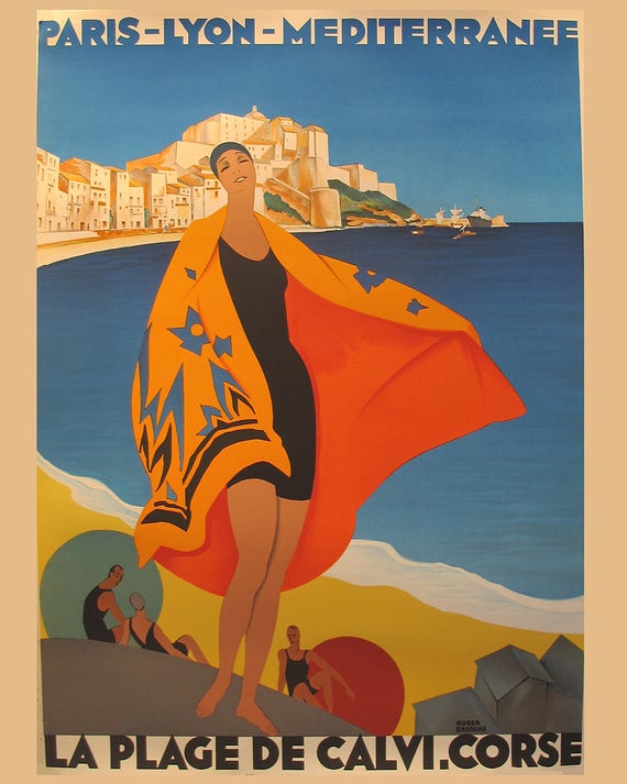 Paris Vintage Travel Poster WOMAN BASKET OF FLOWERS 24X36 Unique Prized