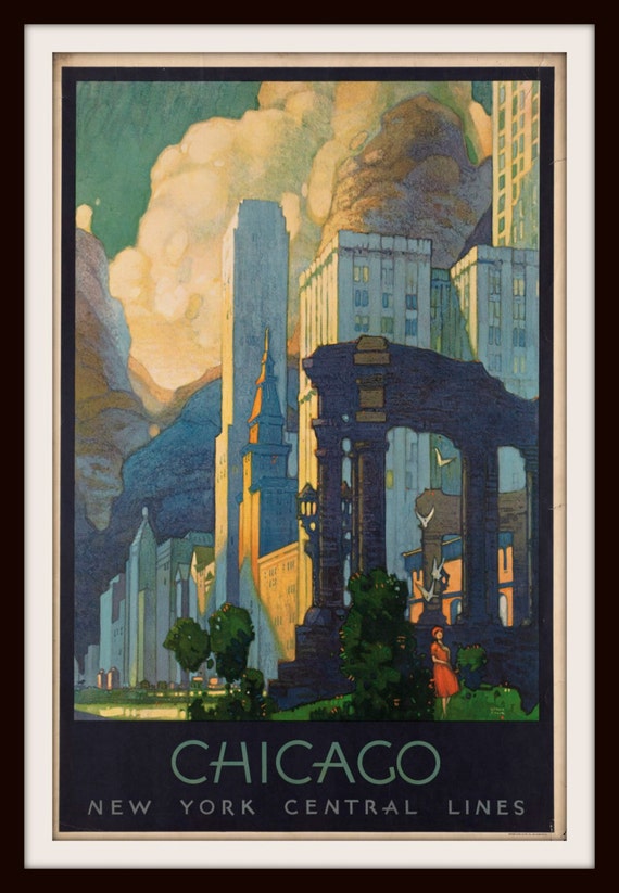 Vintage Art Deco Giclee Poster Print CHICAGO USA TRAVEL