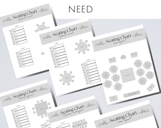 Editable Wedding Seating Chart Planner: Canva Template (digital ...