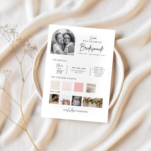 Personalized Bridesmaid Proposal Card | Custom &quot;Will You Be My Bridesmaid&quot; Template, Wedding Party Gift & DIY Printable
