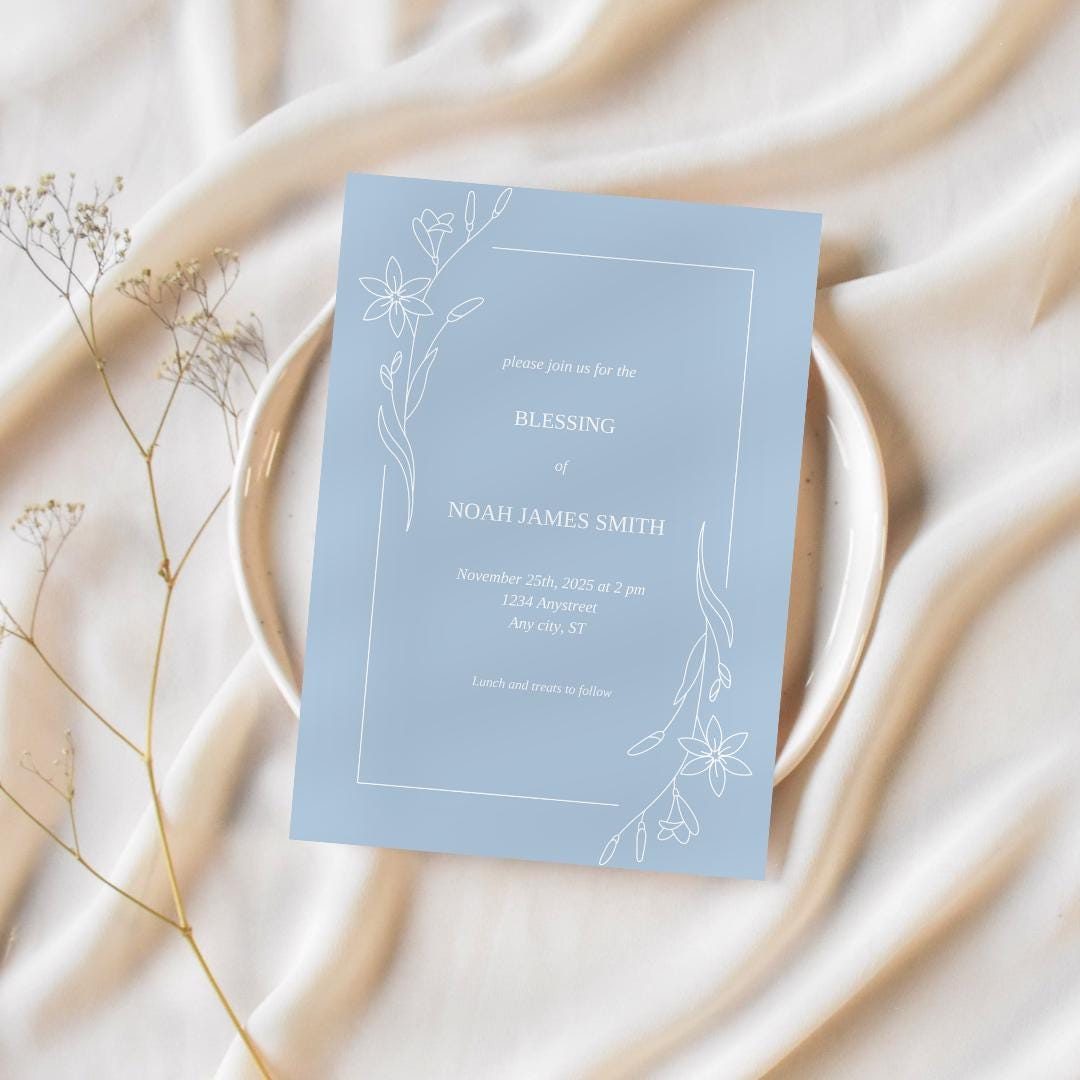 Baby Blessing Invitation, LDS Baby Blessing, Blessing Invite Template