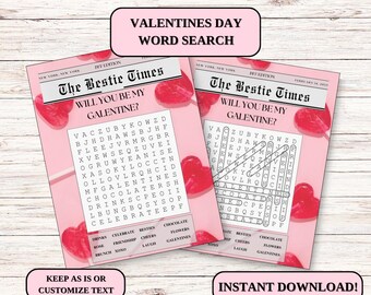 Editable Galentines Day Game Printable - Word Search, Girls Night Games, Ladies Night Fun, Galentines Brunch Activity