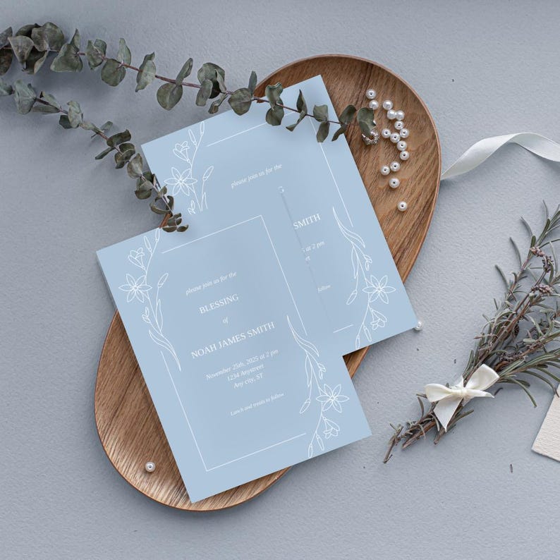 Baby Blessing Invitation, LDS Baby Blessing, Blessing Invite Template