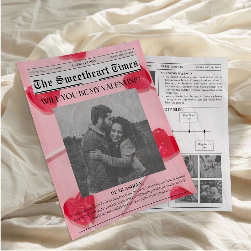 Will You Be My Valentine Newspaper Template Etsy