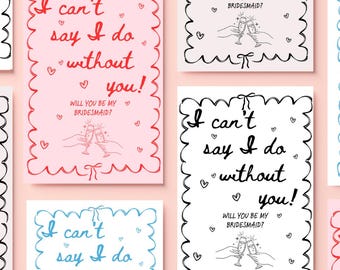 Will You Be My Bridesmaid Card Template | Floral Digital Download & Printable Wedding Invitation for Bridal Party