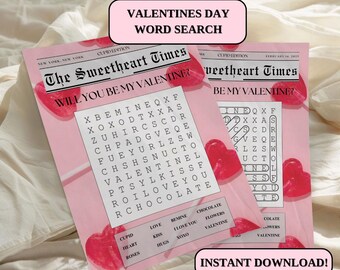 Printable Valentine Newspaper Word Search, Newspaper Valentine Template Will You Be My Valentine The Cupid Post Newspaper Valentine Activity