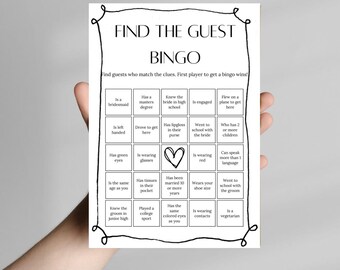 Find the Guest Bingo - Minimalist Reception Game, Bridal Shower Icebreaker, Social Mix & Mingle Bingo for Guests