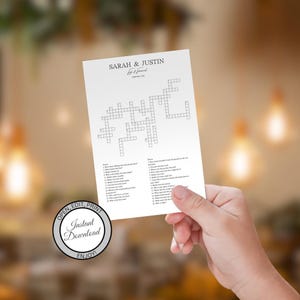 Personalized Sip and Solve Bridal Shower Crossword | Custom Wedding Puzzle Table Game | Fun Wedding Crossword Template