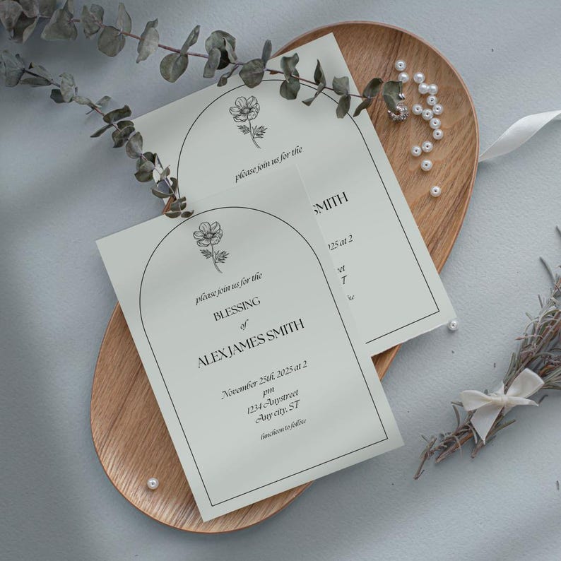 Baby Blessing Invitation Template, Baby Christening Invitation