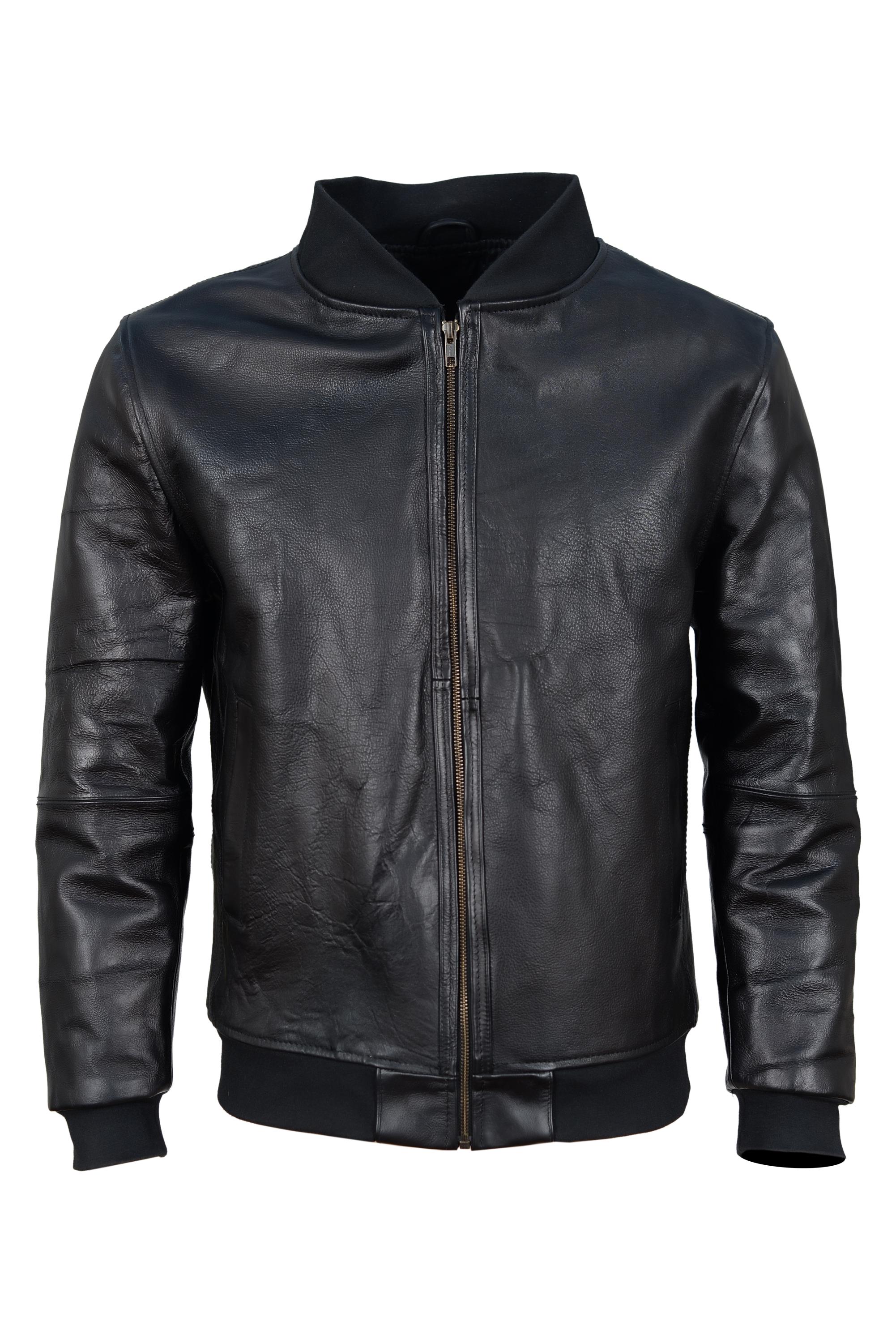 Classic Black Retro Men's Leather Bomber Jacket - 100% Genuine Cow