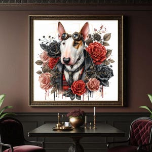 Steampunk Bull Terrier Art Print | Victorian Gentleman Dog | Steampunk Dog Art | Unique Gift for Dog Lovers | Victorian Gentleman Dog