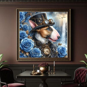 Steampunk Bull Terrier Art Print | Victorian Gentleman Dog | Steampunk Dog Art | Unique Gift for Dog Lovers | Victorian Gentleman Dog