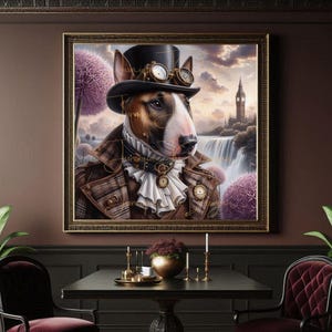 Steampunk Bull Terrier Art Print | Victorian Gentleman Dog | Steampunk Dog Art | Unique Gift for Dog Lovers | Victorian Gentleman Dog
