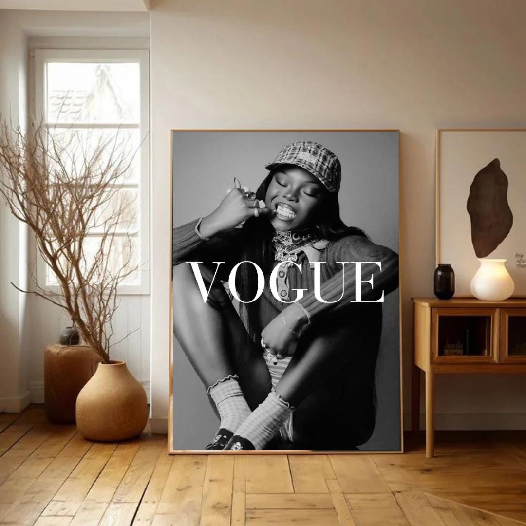 Magazine Poster, Celebrity Wall Art - Fashion Poster Glam Wall Art Trendy Home Decor - Black Girl Wall Art - Music Poster Rapper Wall Art