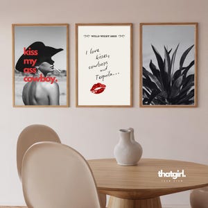 Set van 3 cowgirl-muurafdrukken Klaagmuurafdrukken Tequila decor Bar kar decor huisdecor minimalistische muurkunst trendy muurkunst slaapzaal decor