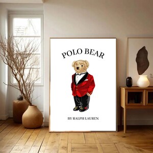 Polo Bear Wall Art Poster, Designer Wall Art, Retro Wall Posters, Aesthetic Decor, art printable artful fashion poster, aesthetic decorated
