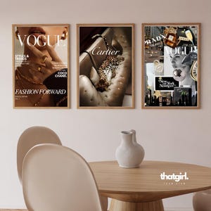 Conjunto de 3 pôsteres, impressões de parede da moda, arte de parede da moda, pôster da Vogue, decoração de casa de luxo, arte de parede dourada, arte de parede estética