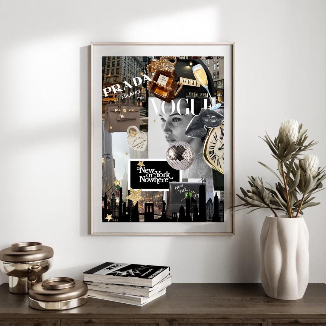 Set of 3 Vogue Magazine Wall Art, Fashion Wall Prints, Trendy Wall Art, Cheetah Print Luxury Home Decor, Aesthetic Preppy Wall Prints