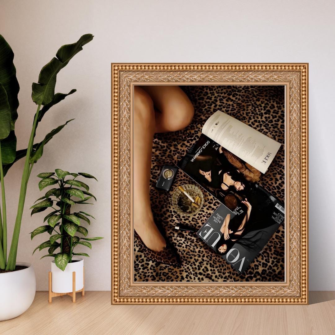 Set of 3 Vogue Magazine Wall Art, Fashion Wall Prints, Trendy Wall Art, Cheetah Print Luxury Home Decor, Aesthetic Preppy Wall Prints