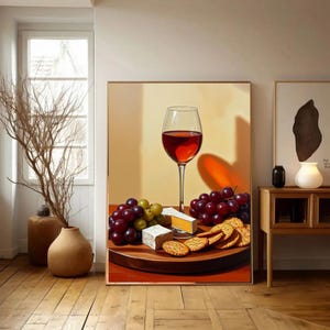 Fine Art Rosé Girl Dinner Print, uroczy, dziwaczny, kapryśny, dekoracja baru Wine Art, elegancki prezent w postaci obrazu olejnego, modna sztuka ścienna do kuchni
