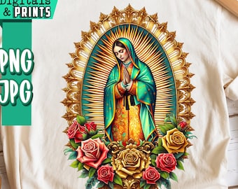 Our Lady of Guadalupe png, Virgin Mary png, Religion Shirt png, Church png, Mother Mother png, Catholic png, Christian png, Jesus Christ png