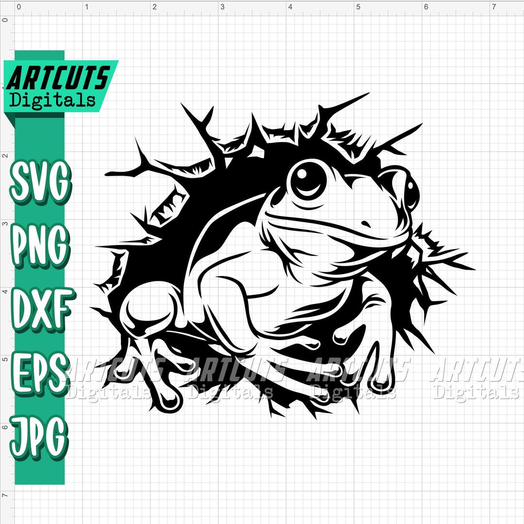 Frog Svg, Cute Frog Svg, Cracked Wall Svg, Swamp Animal Clipart ...
